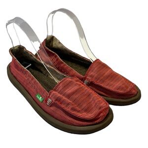 Sanuk R.A.S.T.A. Brisbane Sidewalk Surfer Vegan Hemp  Slip On Loafers Red Size 7